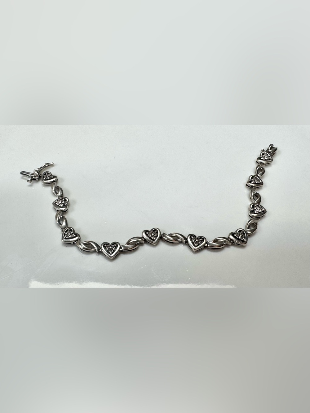 Sterling Silver and Diamond Heart Bracelet Lovely